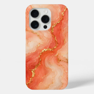 Koraal Goud Marmer Rivier Abstract iPhone 15 Pro Case
