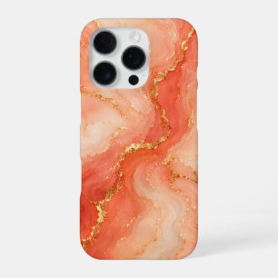 Koraal Goud Marmer Rivier Abstract iPhone 16 Pro Hoesje