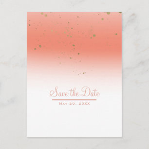 Koraal Gouden Moderne Glam Chic Bruiloft Save the Aankondigingskaart