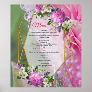 Koraal, gras en pony-roze bloei poster