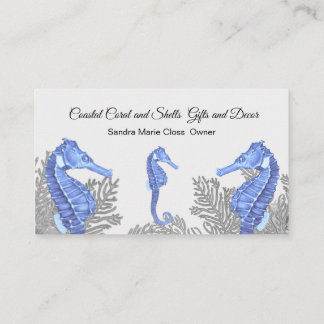 Koraal Grijs Blauw Zeepaardje Eenvoudige Kust Visitekaartje