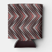 Koraal, grijs, bruin zigzagpatroon. blikjeskoeler (Voorkant)