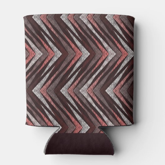 Koraal, grijs, bruin zigzagpatroon. blikjeskoeler (Achterkant)