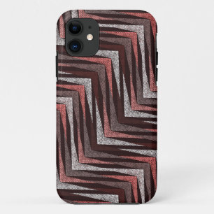 Koraal, grijs, bruin zigzagpatroon. iPhone 11 hoesje