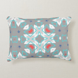 Koraal Grijs Mandala Patroon | Geometrische Bloemi Accent Kussen