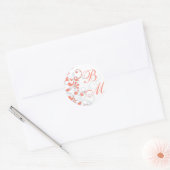 Koraal, Grijs, Wit Abstract Bloemen Envelopzegel Ronde Sticker (Envelop)