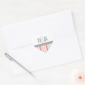 Koraal Grijze Chevrons Monogram Envelop Afdichting Hart Sticker (Envelop)