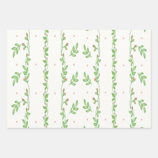 Koraal, groen en wit inpakpapier vel (Voorkant 2)
