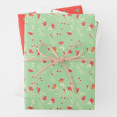 Koraal, groen en wit inpakpapier vel (In situ)