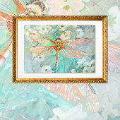 Koraal Groene Dragonfly  Bloemen Decoupage Tissuepapier