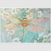 Koraal Groene Dragonfly  Bloemen Decoupage Tissuepapier (Voorkant)
