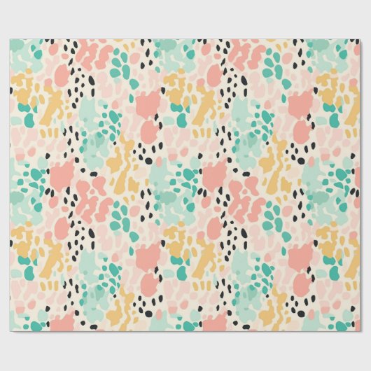 Koraal Groene Pastel Luipaard Vlekken Cadeaupapier (Vlak)