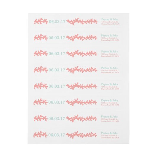 Koraal Hart Aqua Beach Bruiloft (Vel)