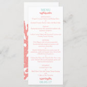 Koraal Hart Aqua Strand Bruiloft Menu (Voorkant / Achterkant)