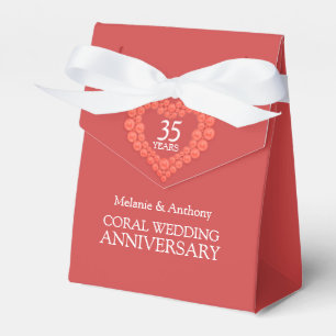 Koraal huwelijks hart 35 jaar cadeau doos bedankdoosjes