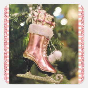 Koraal  Ice Schaats Kerst sticker