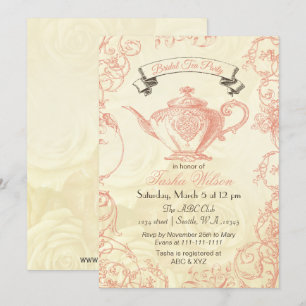 Koraal Ivory Rozen Bridal Tea nodigt uit Kaart