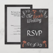 Koraal karton-kartonnen strand bruiloft RSVP kaartje (Voorkant / Achterkant)