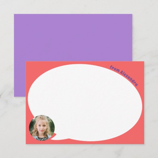 Koraal Kind Foto en Speech Bubble Dank u kaart (Voorkant / Achterkant)