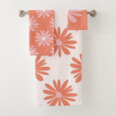 Koraal Kleur BOHO Bloemen Patroon Retro Bad Handdoek (Insitu)