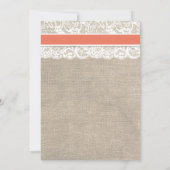 Koraal Lace Burlap Bridal Shower Kaart (Achterkant)