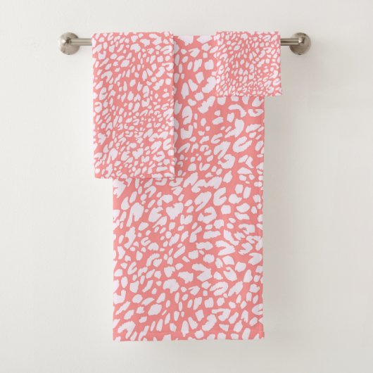 Koraal Leopard Print Patroon Bad Handdoek (Insitu)
