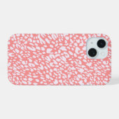 Koraal Leopard Print Patroon iPhone 15 Hoesje (Achterkant horizontaal)