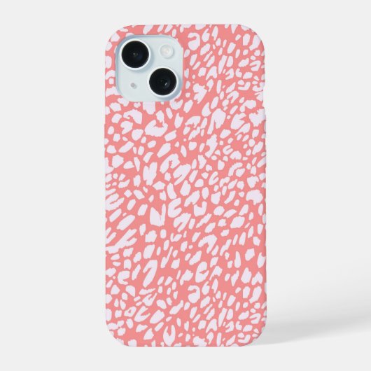 Koraal Leopard Print Patroon iPhone 15 Hoesje (Achterkant)