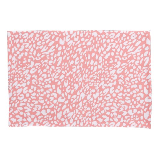 Koraal Leopard Print Patroon Kussensloop (Voorkant-Links)