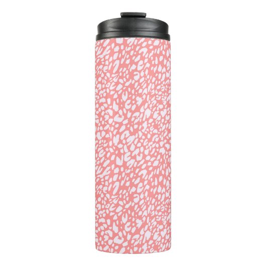 Koraal Leopard Print Patroon Thermosbeker (Voorkant)