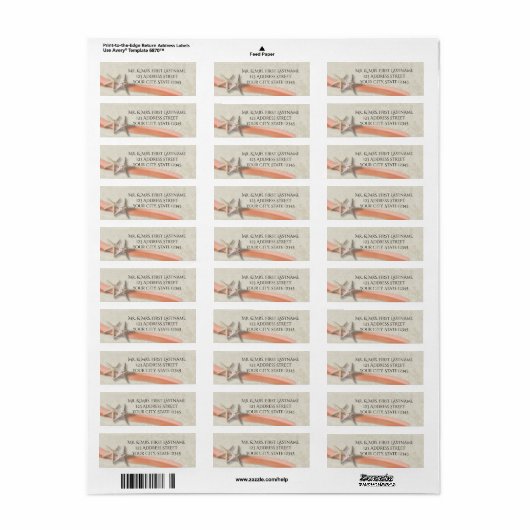 Koraal lint en zeesterren strand etiket (Full Sheet)