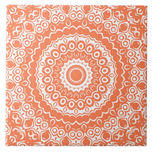 Koraal Mandala Geometrisch Patroon Tegeltje (Voorkant)