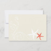 Koraal Marine Blauw Wit Nautisch Bruiloft RSVP (Achterkant)