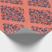 Koraal, marine en Silver Damask Cadeaupapier (Hoek)