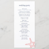 Koraal & Marine Starfish Wedding Ceremony Programm Programma (Achterkant)