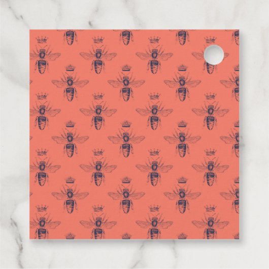 Koraal, marineblauwe en zilveren bloemige trouw bedankjes labels (Achterkant)