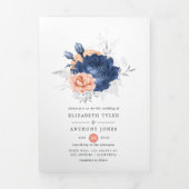 Koraal, marineslag en zilver drieluik uitnodiging (Cover)