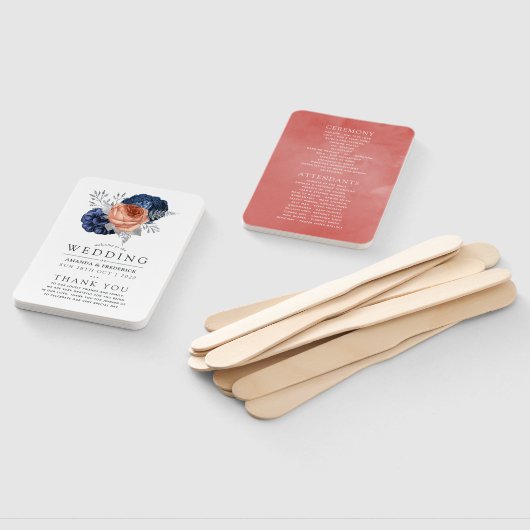 Koraal, marineslag en zilver handwaaier (Niet-gemonteerd)