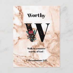 Koraal Marmer W Monogram Persoonlijke Schrifttekst Briefkaart