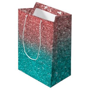 Koraal Meloen Oranje Turkoois Aqua Groen Glitter Medium Cadeauzakje