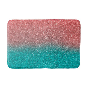Koraal Meloen Oranje Turquoise Aqua Groen Glittere Badmat