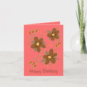 Koraal met bruine Floral Kaart