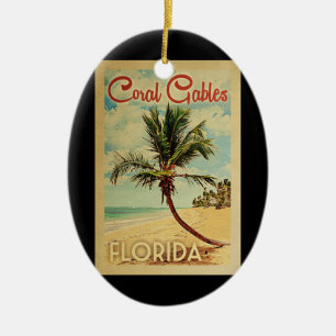 Koraal met palmboom Vintage Travel Keramisch Ornament