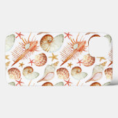 Koraal met schelpen- en krabbetpatroon Case-Mate iPhone case (Achterkant (horizontaal))