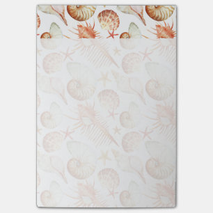 Koraal met schelpen en krabbetpatroon post-it® notes