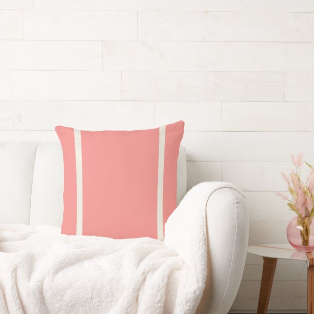 Koraal met Sierkussen van Cream Sailor Stripe (Bank)