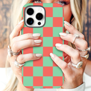 Koraal Mint Schaakbord iPhone 16 Pro Max Hoesje