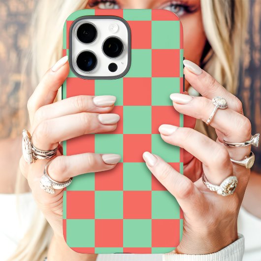 Koraal Mint Schaakbord Case-Mate iPhone Case