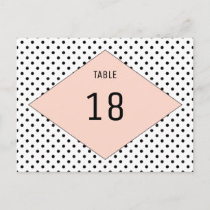 Koraal Modern Polka Dots Table Number Briefkaart