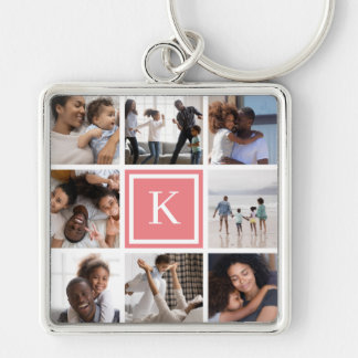 Koraal Monogram 8 Fotocollage Sleutelhanger